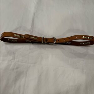 Vintage Warehouse Brown Gold Studed Leather Belt Size 38”